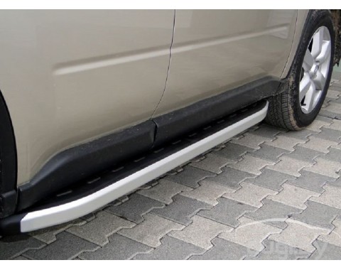 Пороги алюминиевые "Newstar Grey" для Santa Fe 2013+.